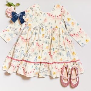 Coralee Dress Watercolor Moths Print 6/12m